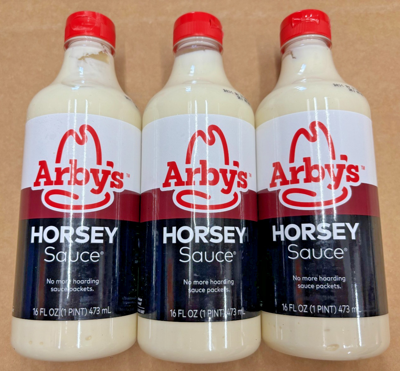 3 Pack Arby's Horsey Sauce 16 Oz Horseradish Dipping Big Bottles NEW (BB:08/25)
