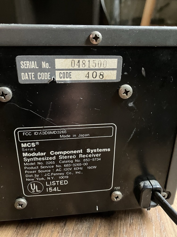 MCS 3625 Modular Component Systems Digital Synthesized Stereo Receiver Tested