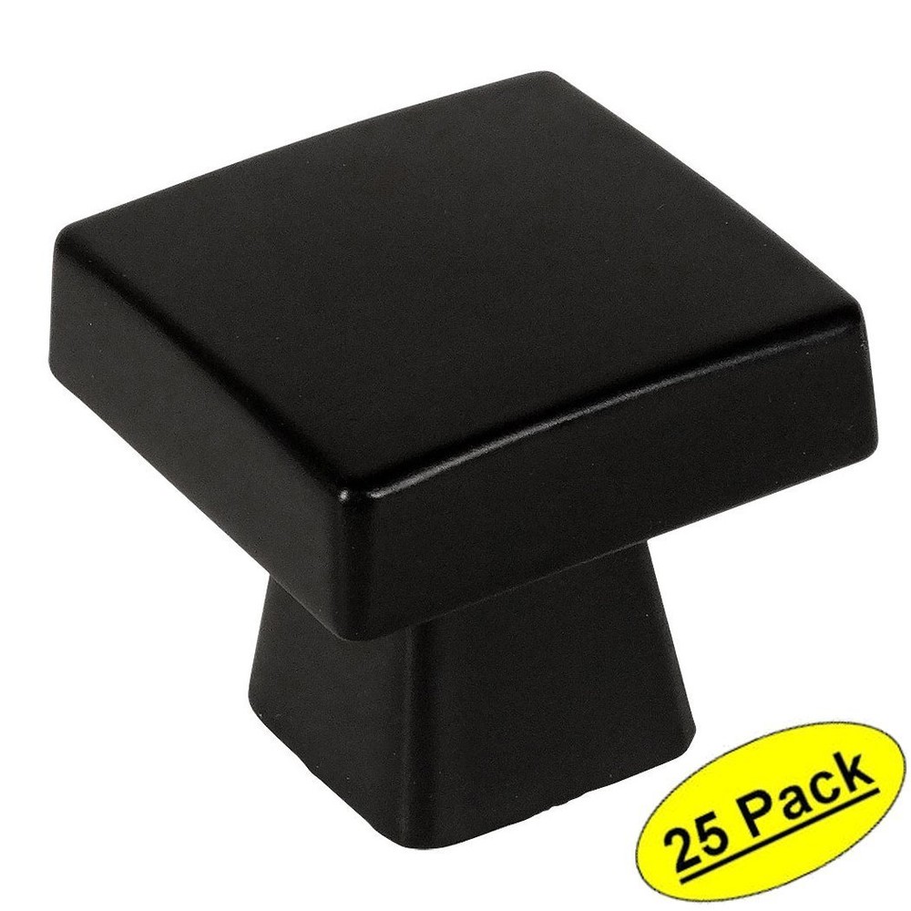 *25 Pack* Cosmas Cabinet Hardware Flat Black Contemporary Square Knobs #5233FB