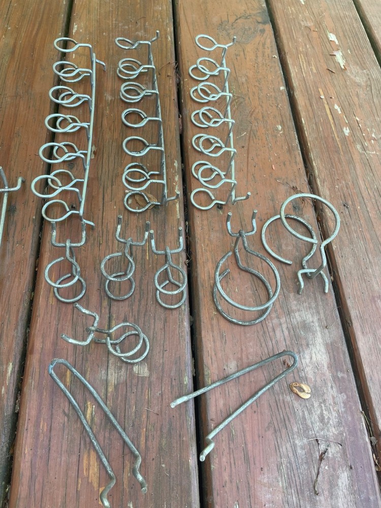 62 metal various styles peg board hook, tool accessory holders