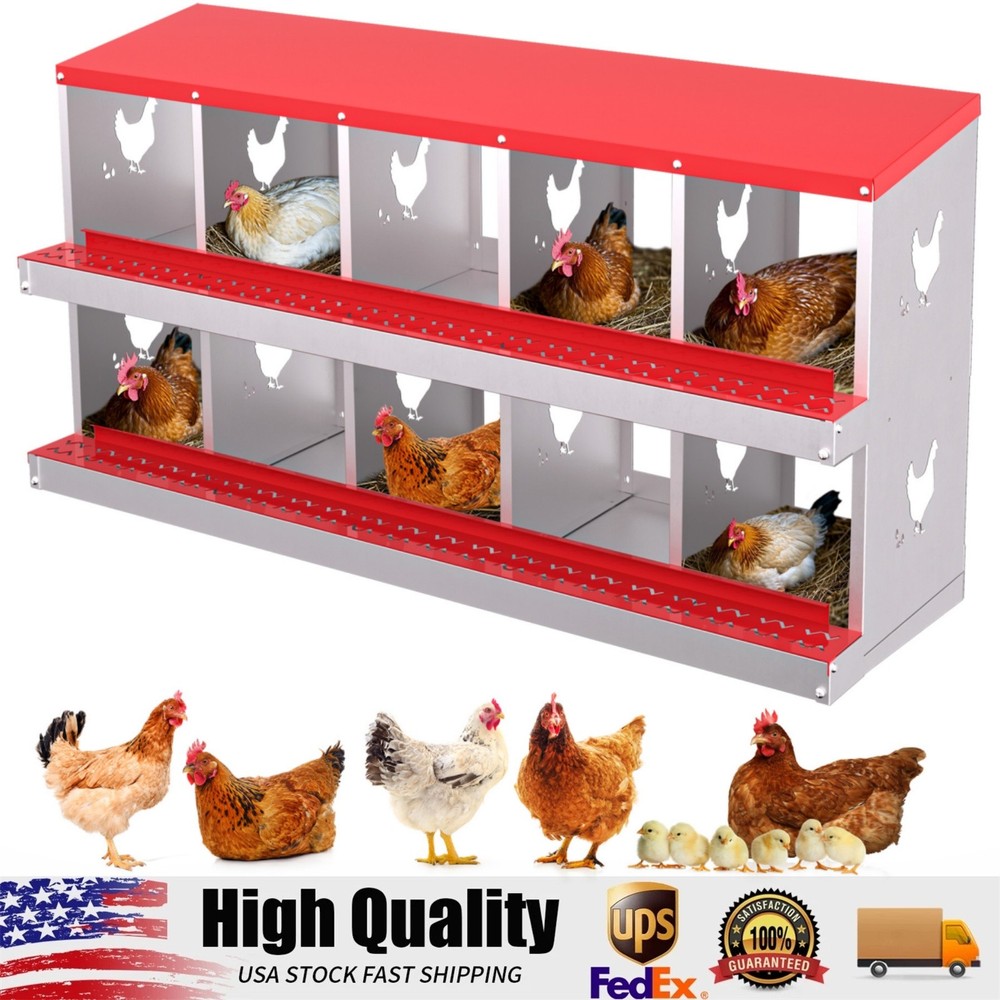 10 Holes Chicken Nesting Box, Metal Chicken Nesting Boxes, without Bracket Legs