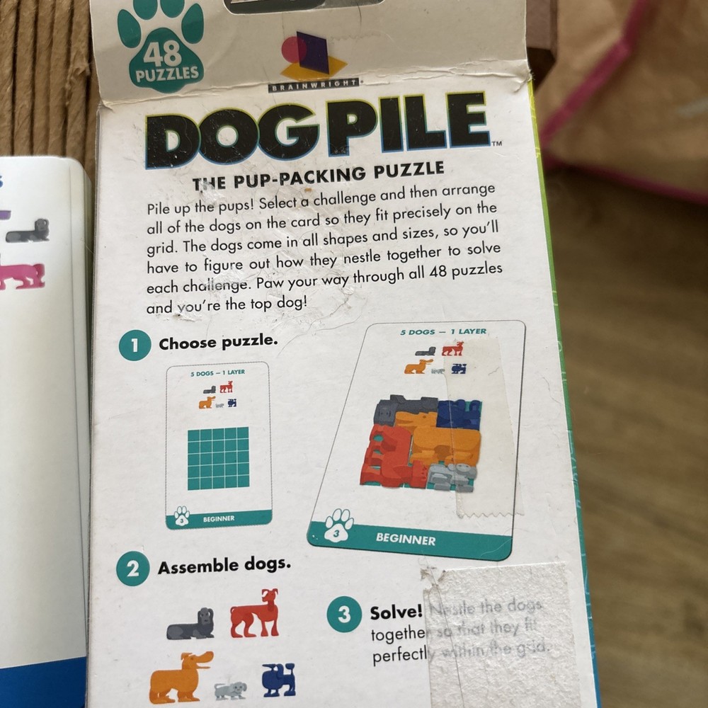 Brainwright DOG PILE Puzzle Game Complete