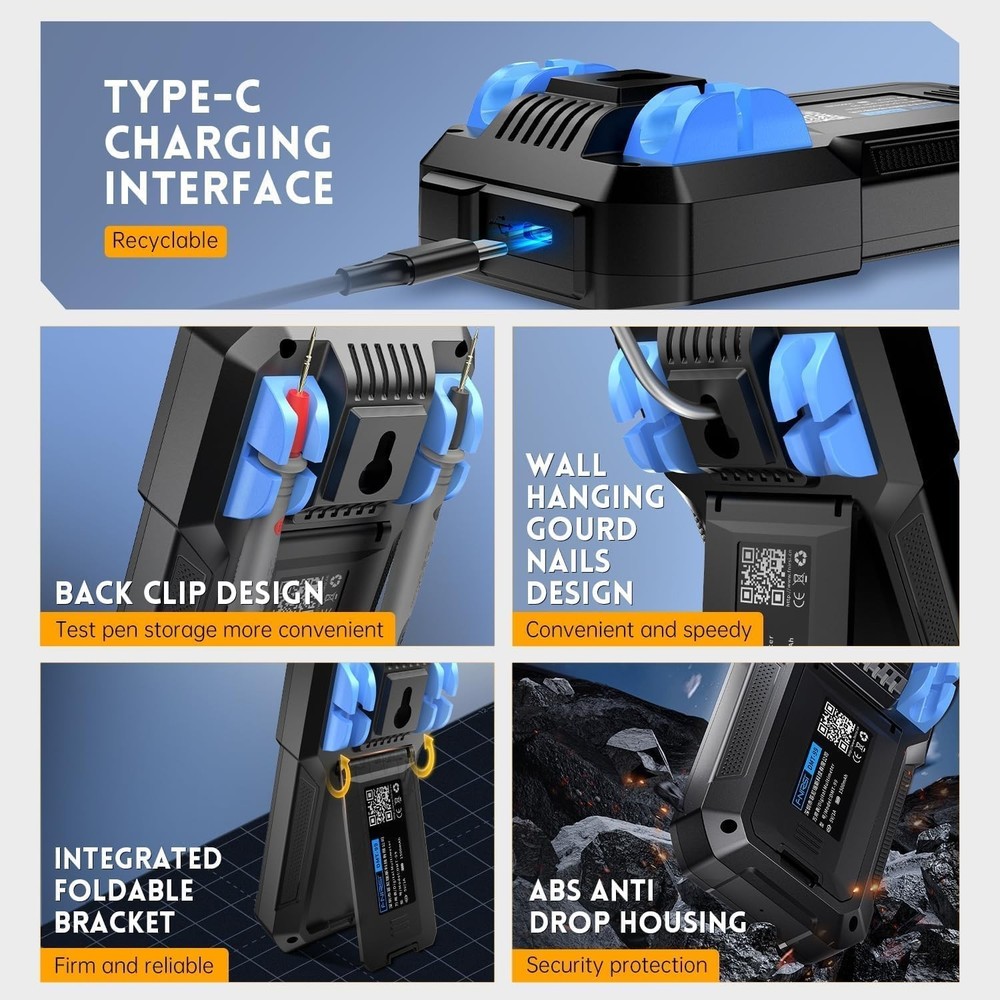 Advanced Digital Multimeter 9999 Counts TRMS - Rechargeable with TFT Display