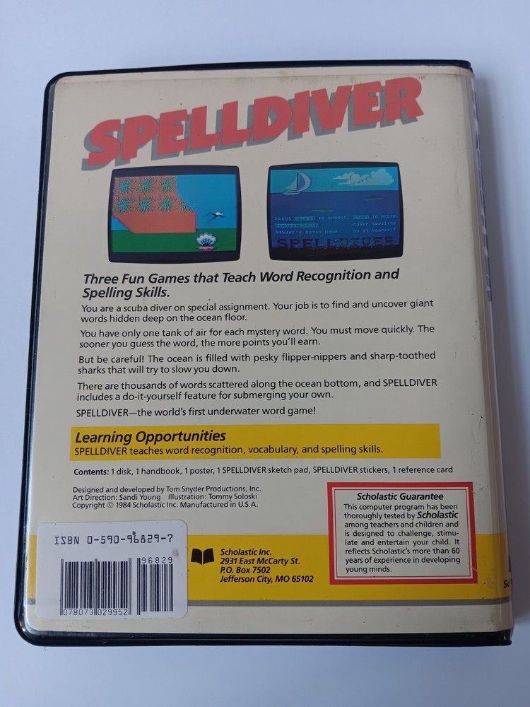 Commodore 64 Spell Diver Computer Game Software Tested/Works Scholastic