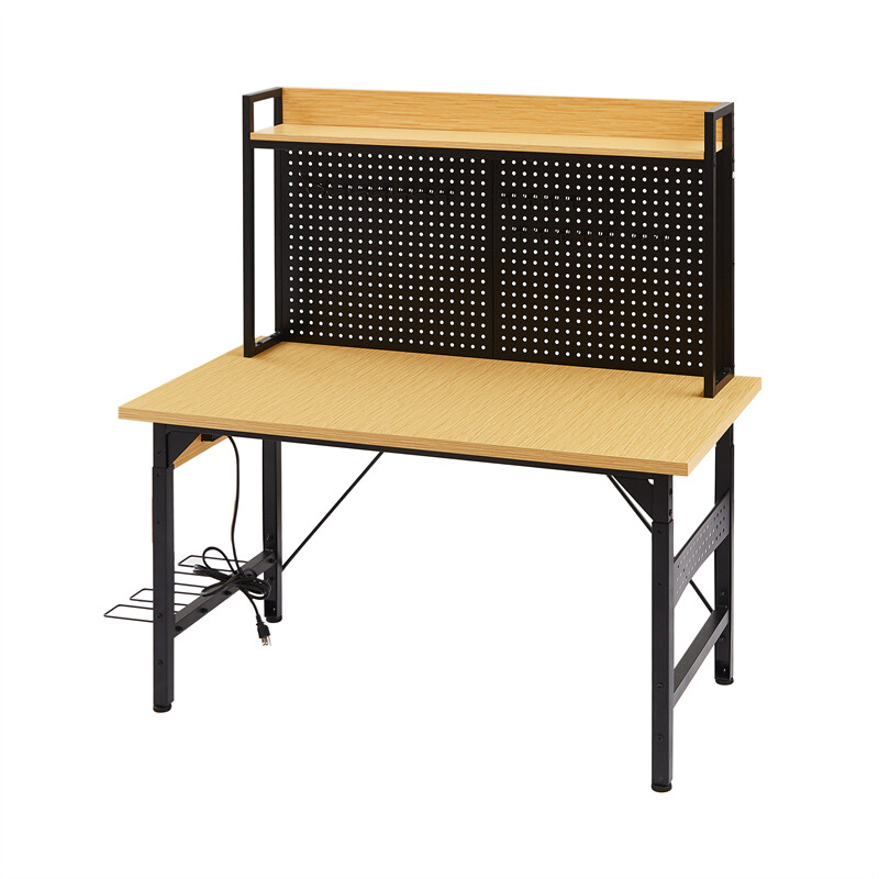 48''L Adjustable Workbench with pegboard Wooden Desktop Workbench 1600 lbs