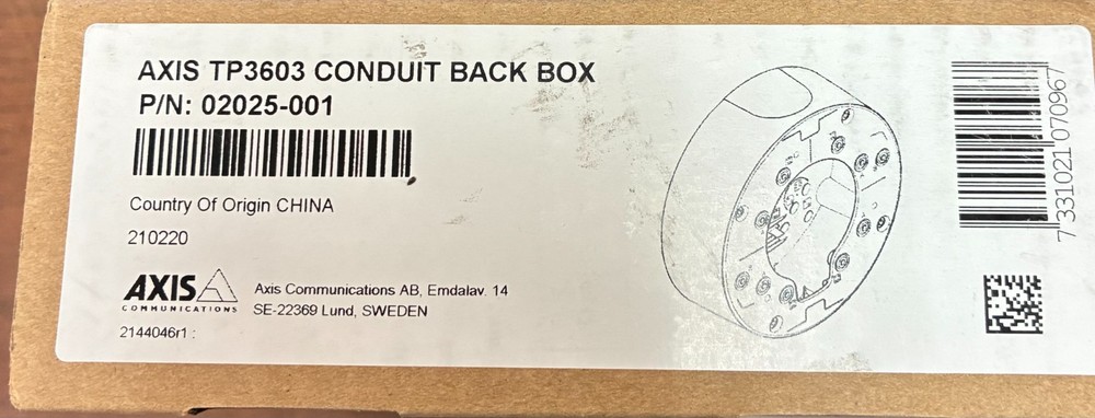 Axis TP3603 Conduit Back Box P/N: 02025-001