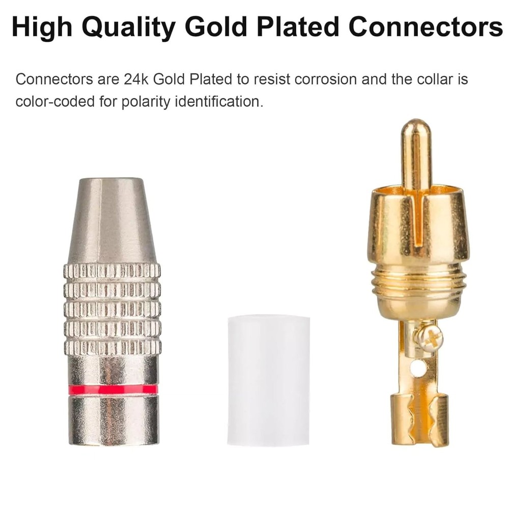 3mm Plug Diameter RCA Male Plug Solderless Audio Adapter Connector Speaker