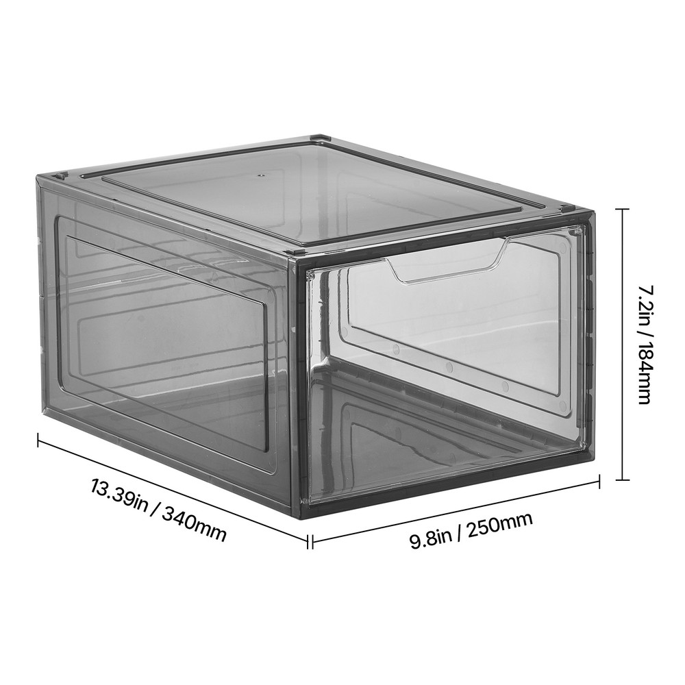 Shoe Storage Boxes 9 Pack Stackable Shoe Boxes US Size 13 Transparent Black