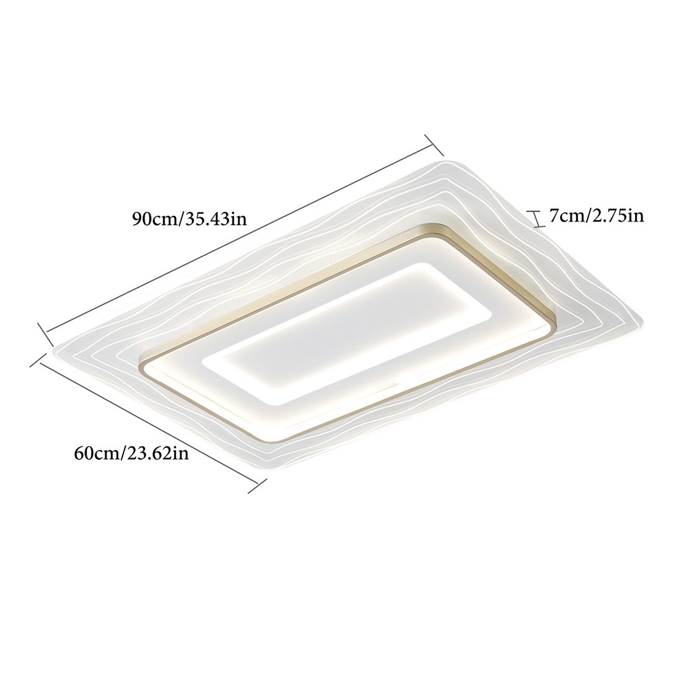 LED Rectangle Chandelier Flush Mount LED Ceiling Light w/Remote Control 110-220V