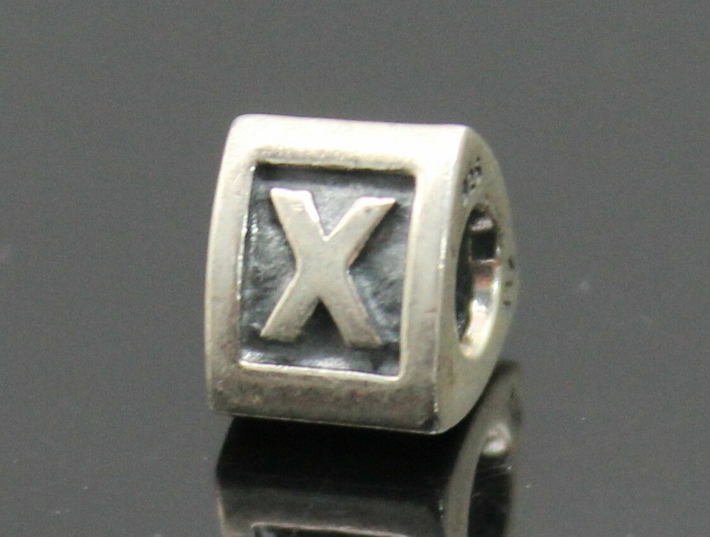 AUTHENTIC PANDORA ALE CHARMING LETTER " X " SOLID STERLING SILVER BEAD / CHARM