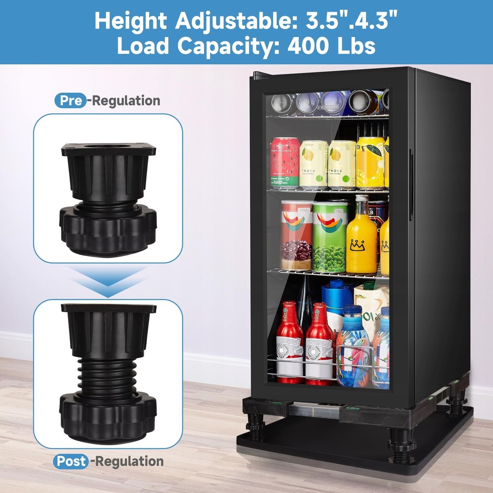 Mini Fridge Stand with Silicone Mat, Universal Base is Adjustable, 4...