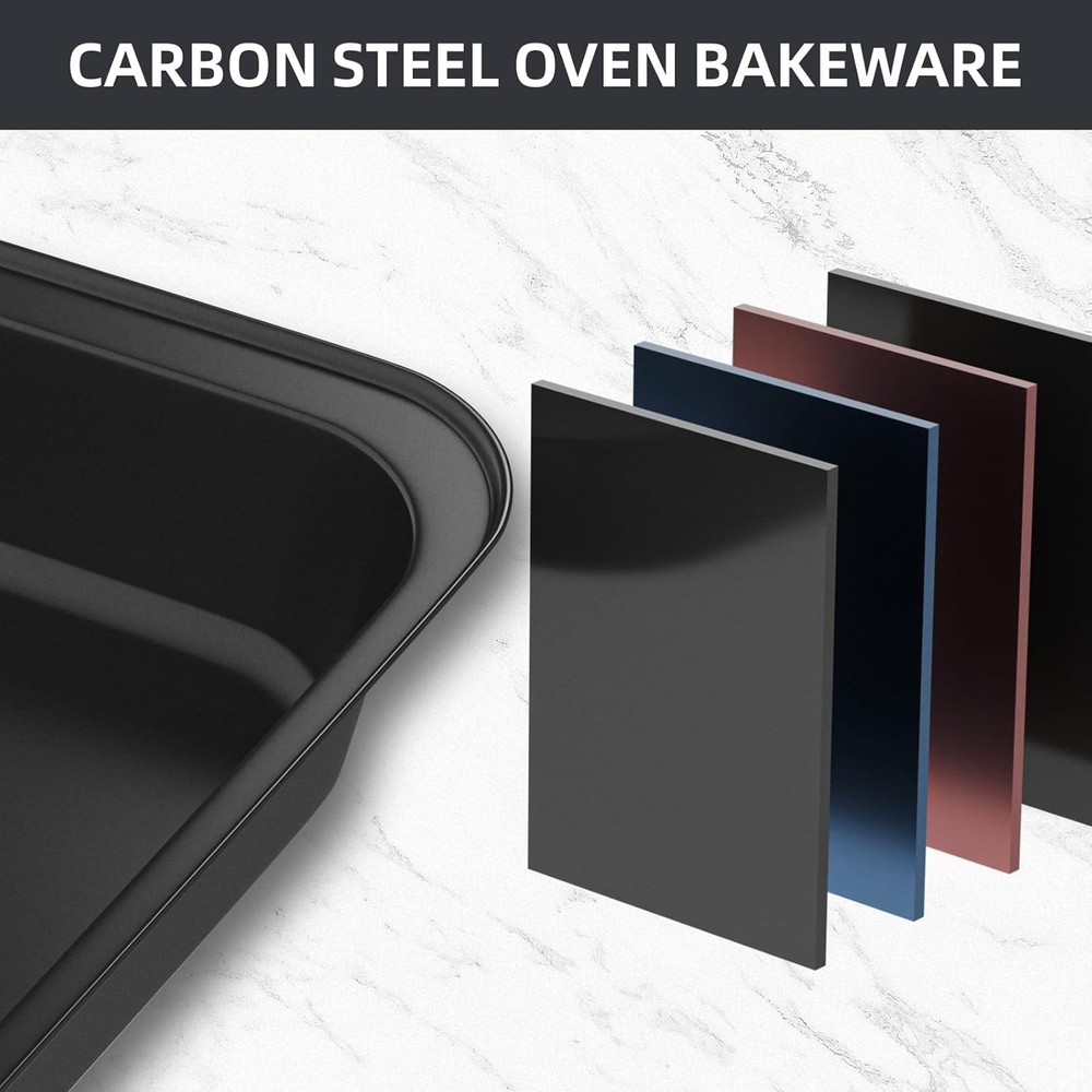 Baking Pans Set, 5-Piece Nonstick Bakeware Sets with Round/Square Cake Pan, Muff