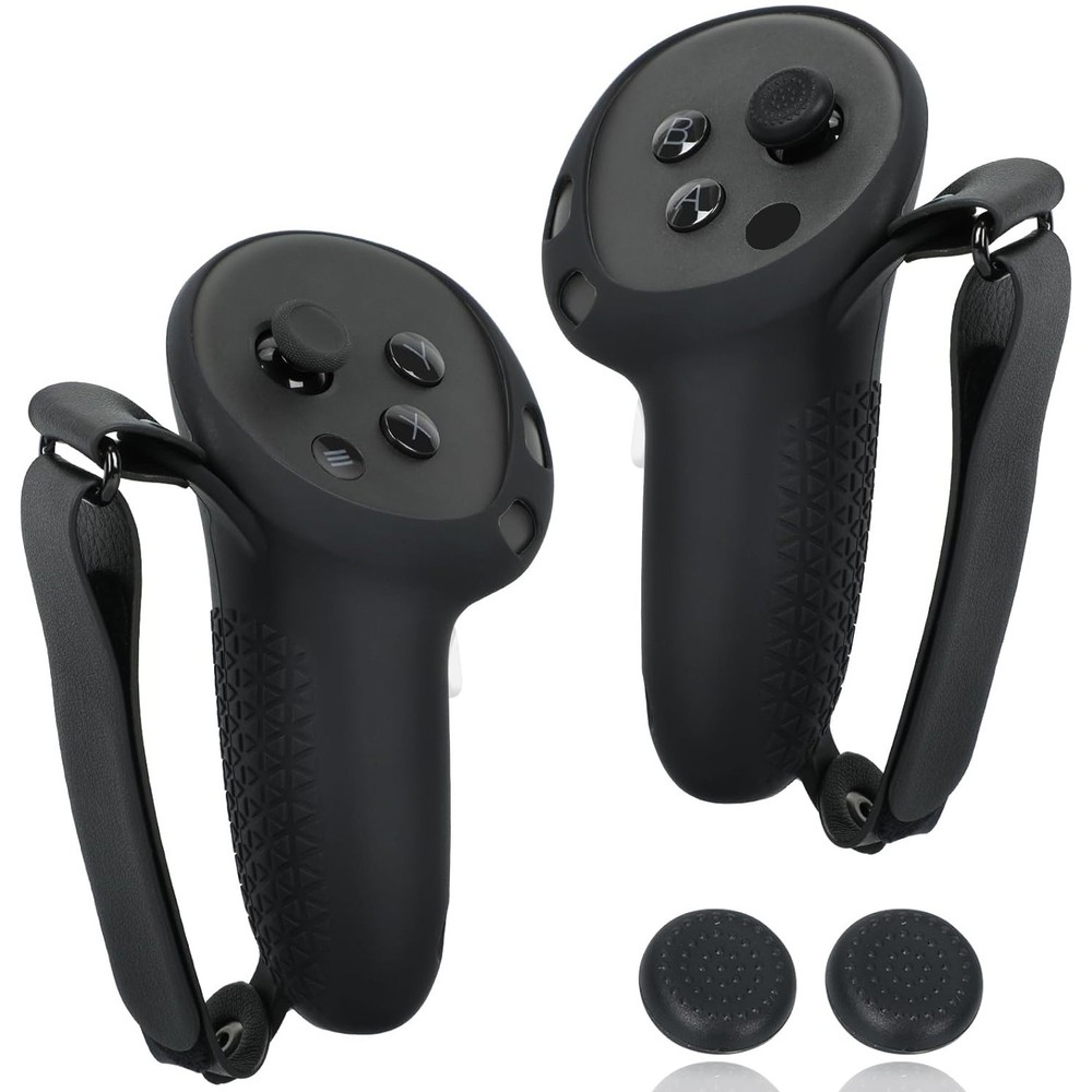 Silicone Controller Grip Cover for Quest 3S/3 with Adjustable Knuckle Straps