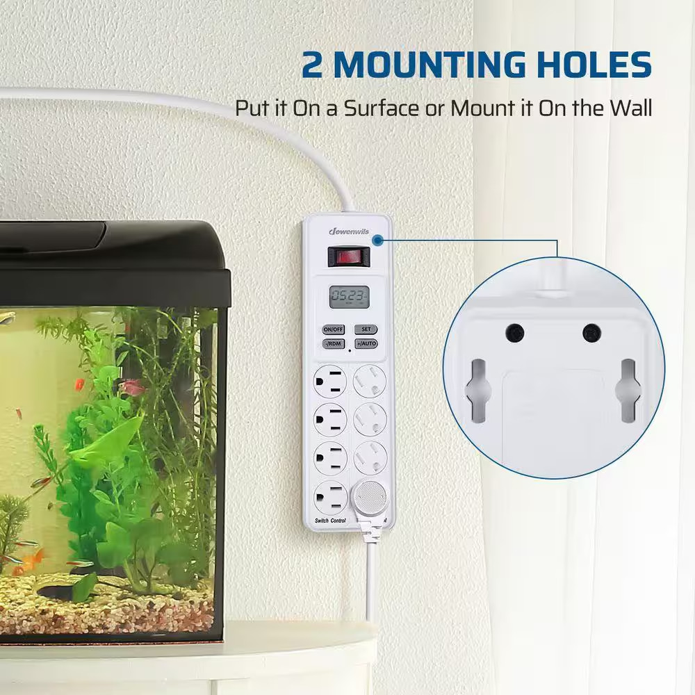 Mechanical Indoor Timer Power Strip with 8-Outlets, Countdown, Flat Plug, 6 Ft.