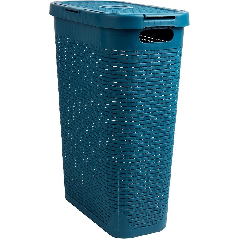 Portable Laundry Hamper Lightweight Rectangular Wicker Basket W/ Lid Set of 2 US