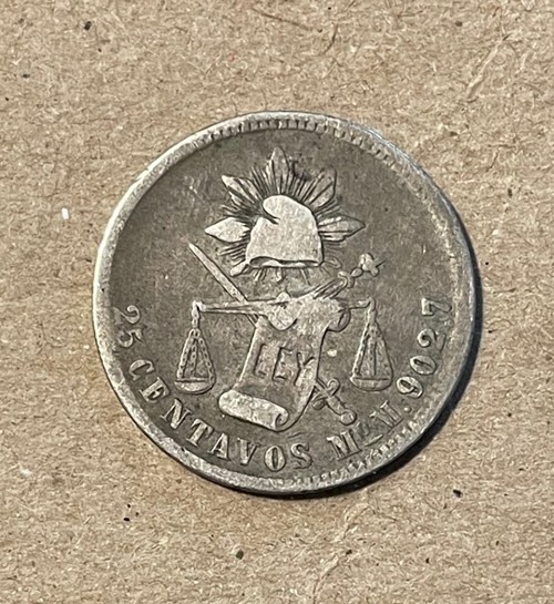 Mexico - 1886 MoM Silver 25 Centavos - Popular