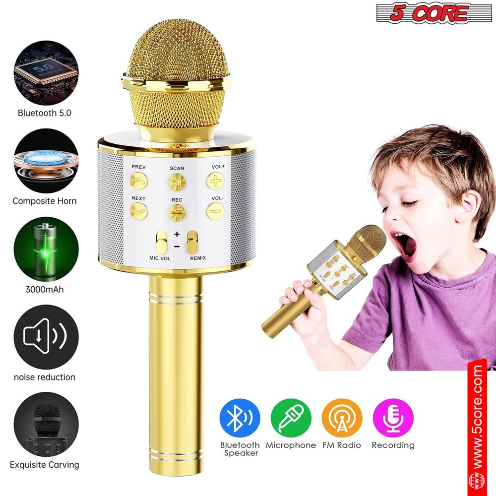 5Core Wireless Karaoke Microphone Bluetooth Mic Portable Handheld Microfonos
