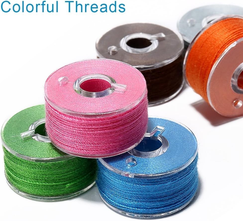 36-Pcs Pre-Wound Bobbins & Sewing Threads Set - Assorted Colors for Crafting
