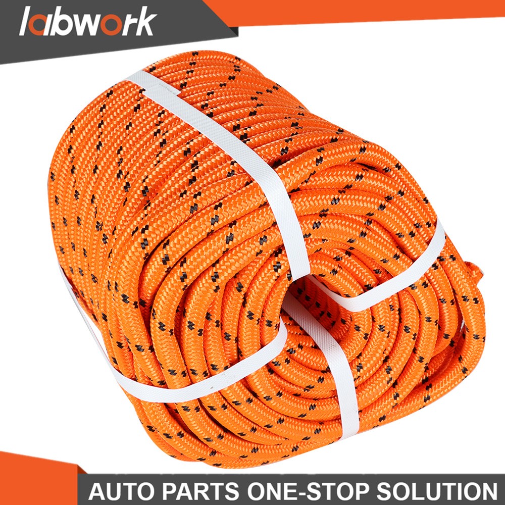 Labwork 1/2"×150' Orange Double Braid Polyester Rope 6180Lbs Breaking Strength