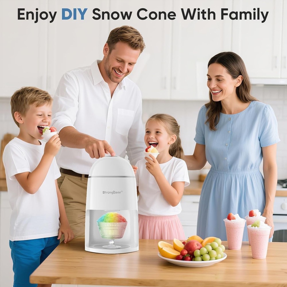 Compact Shaved Ice Machine - Effortless Snow Cone Maker with Molds for Home Use