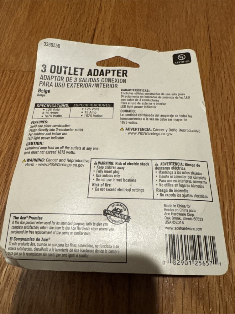 Ace 3 Outlet Adapter New!