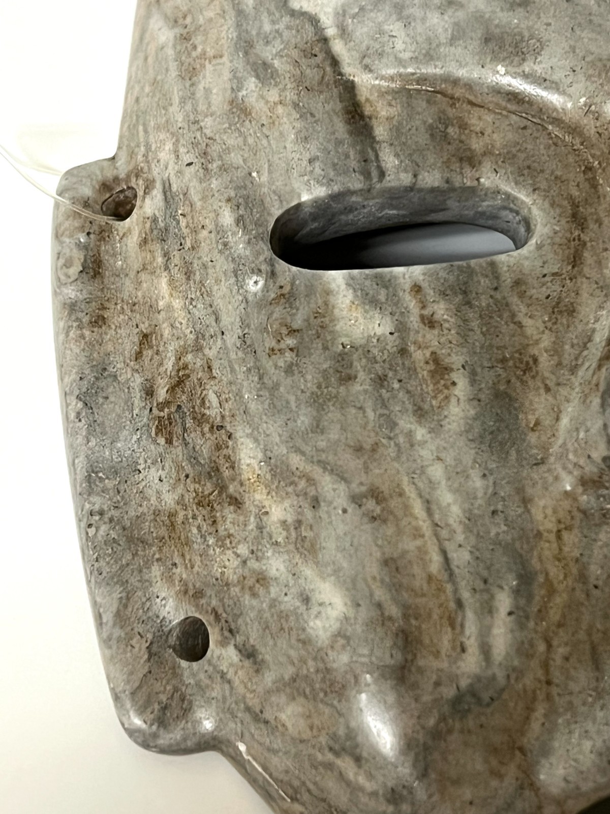 VTG Mayan Aztec Carved Marble Stone Hanging Warrior Mask Wall Decor 8x5x2 in