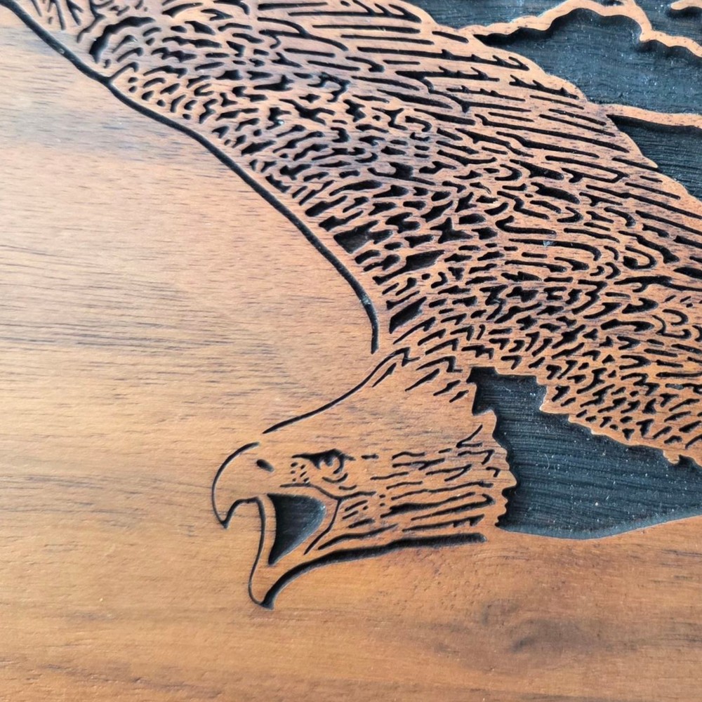 Laser Engraved Soaring Eagle 8x10 Wood Wall Decor"Accept the Challenges...