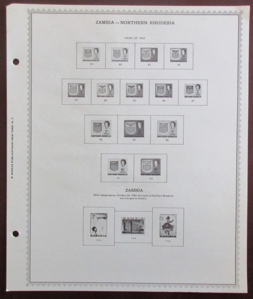 Zambia: Clean Set of Unused Minkus Supreme Global Pages to 1970