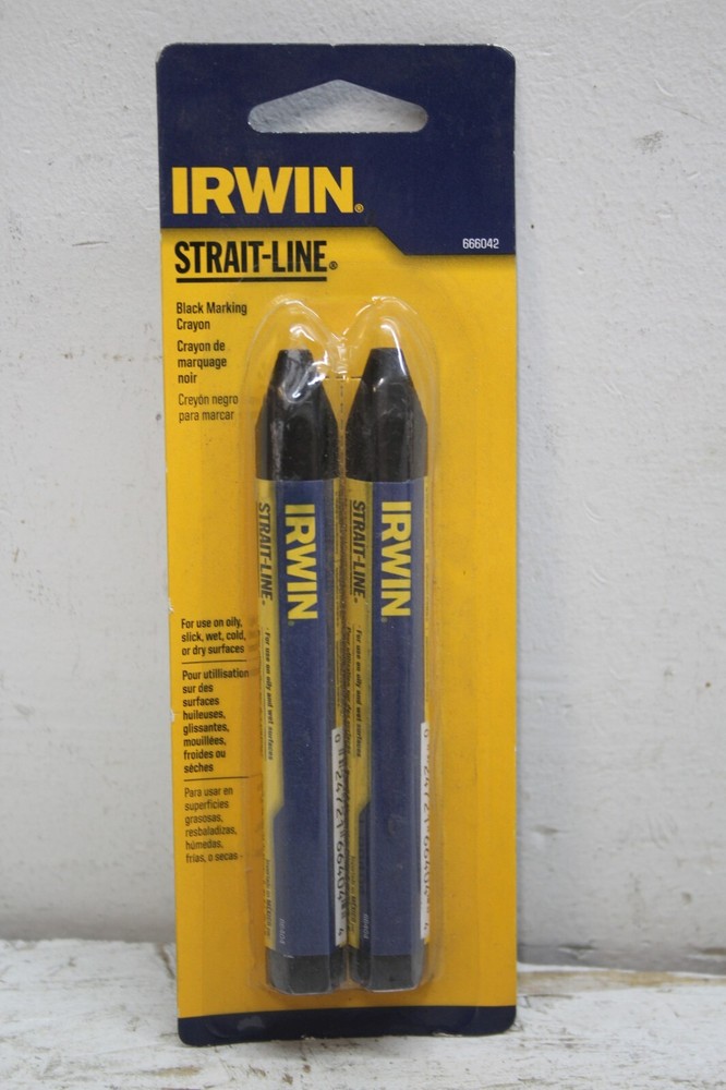 Irwin STRAIT-LINE 666042 Black Marking Construction Lumber Crayon 2 pack NOS