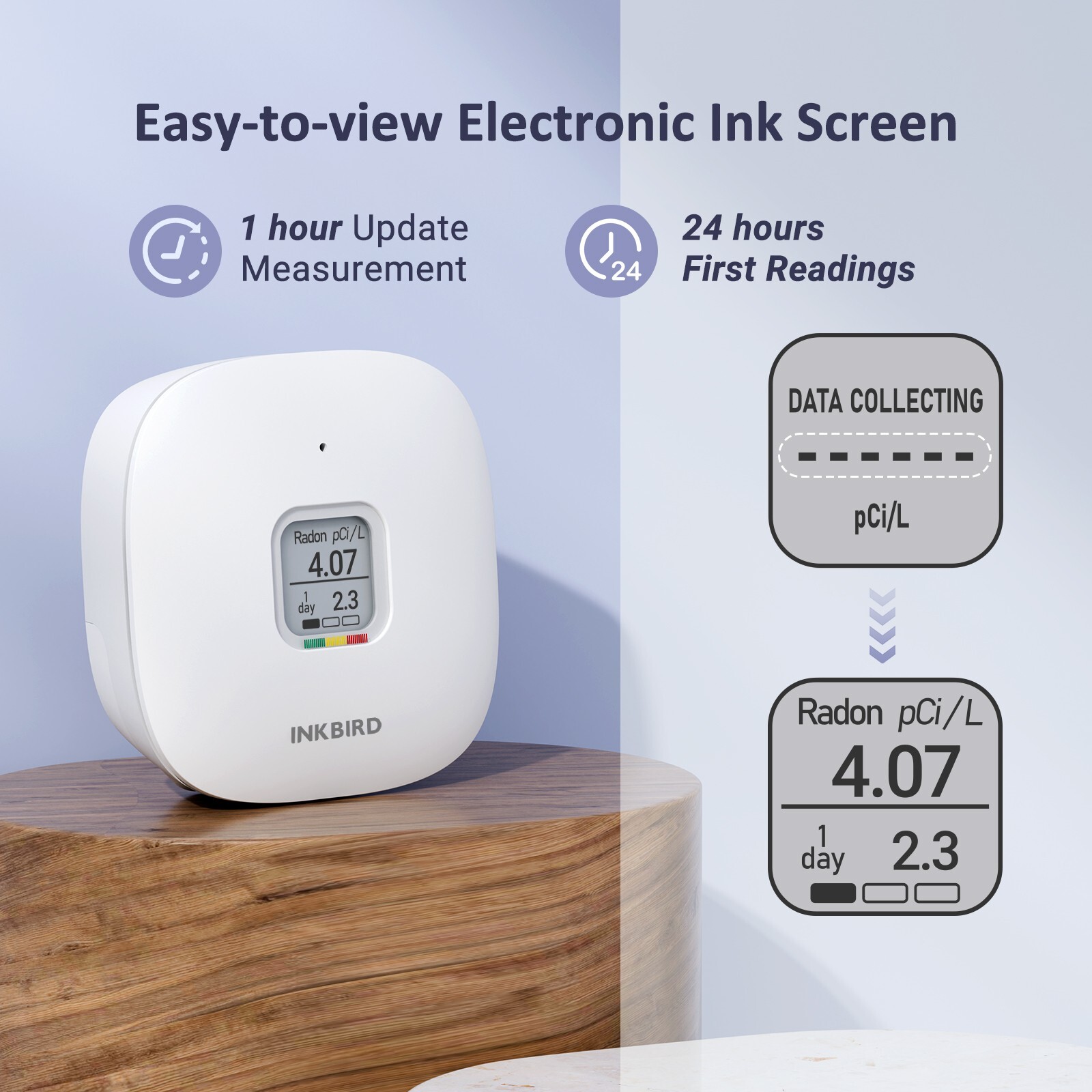 Smart Home Radon Detector Gas Meter Long/Short-term Monitoring Radon Level Test