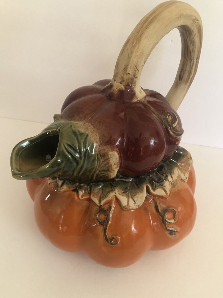 Vintage Ceramic Pumpkin Gourd Pitcher 1999