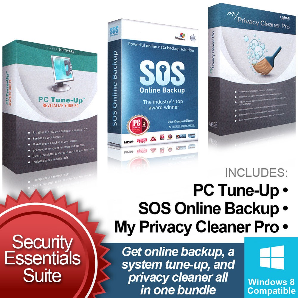 PC Tune-Up, Privacy Cleaner with SOS Backup - Security Essentials Suite