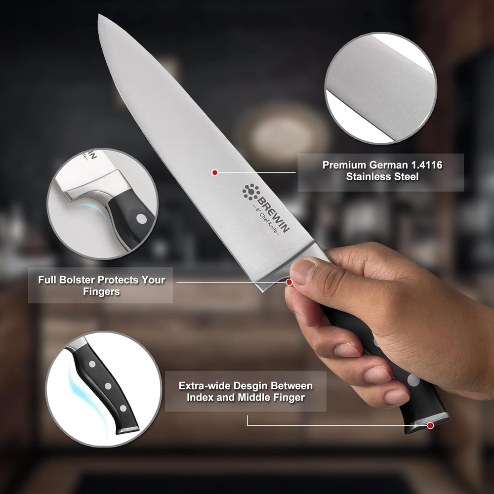 Professional Kitchen Knives, 3PC Chef Knife Set Sharp Knives for Kitchen High Ca