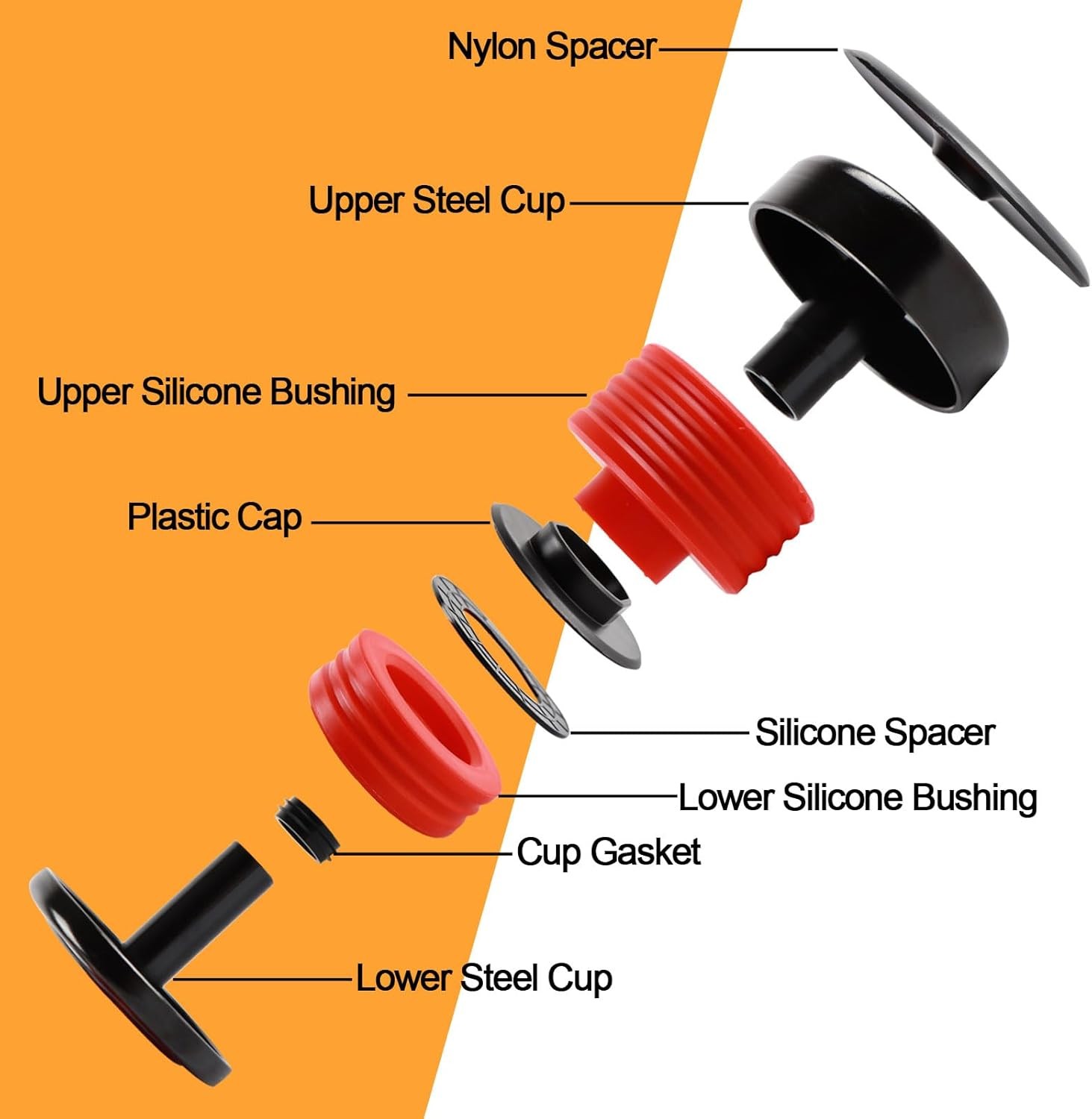 Silicone Body Mount Bushings Bolt Kit For Ford F250 F350 08-16 Crew Cab 2/4WD