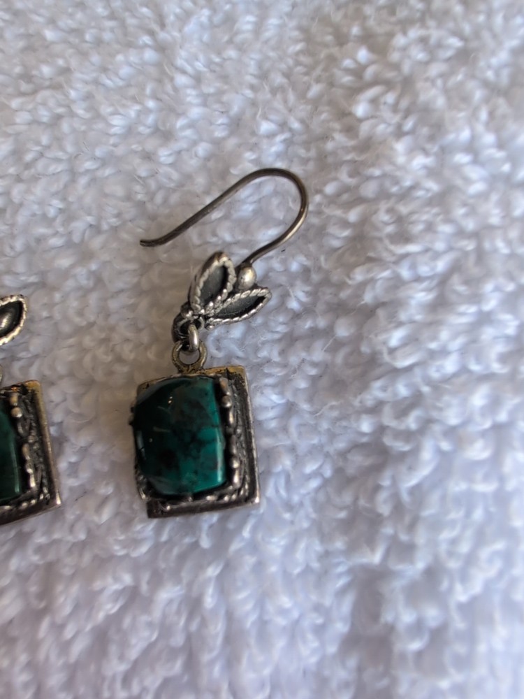 Silver Chrysocolla Tanzanite Dangle Earrings