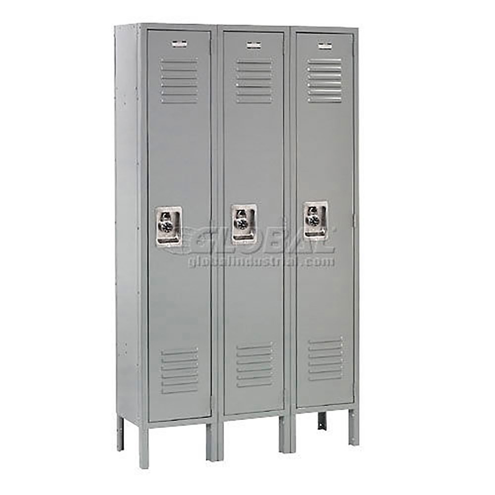 Single Tier Locker 12x12x72 3 Door Unassembled Gray