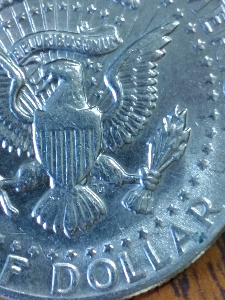 1972D Kennedy Half Dollar, FG on reverse, 2 pieces