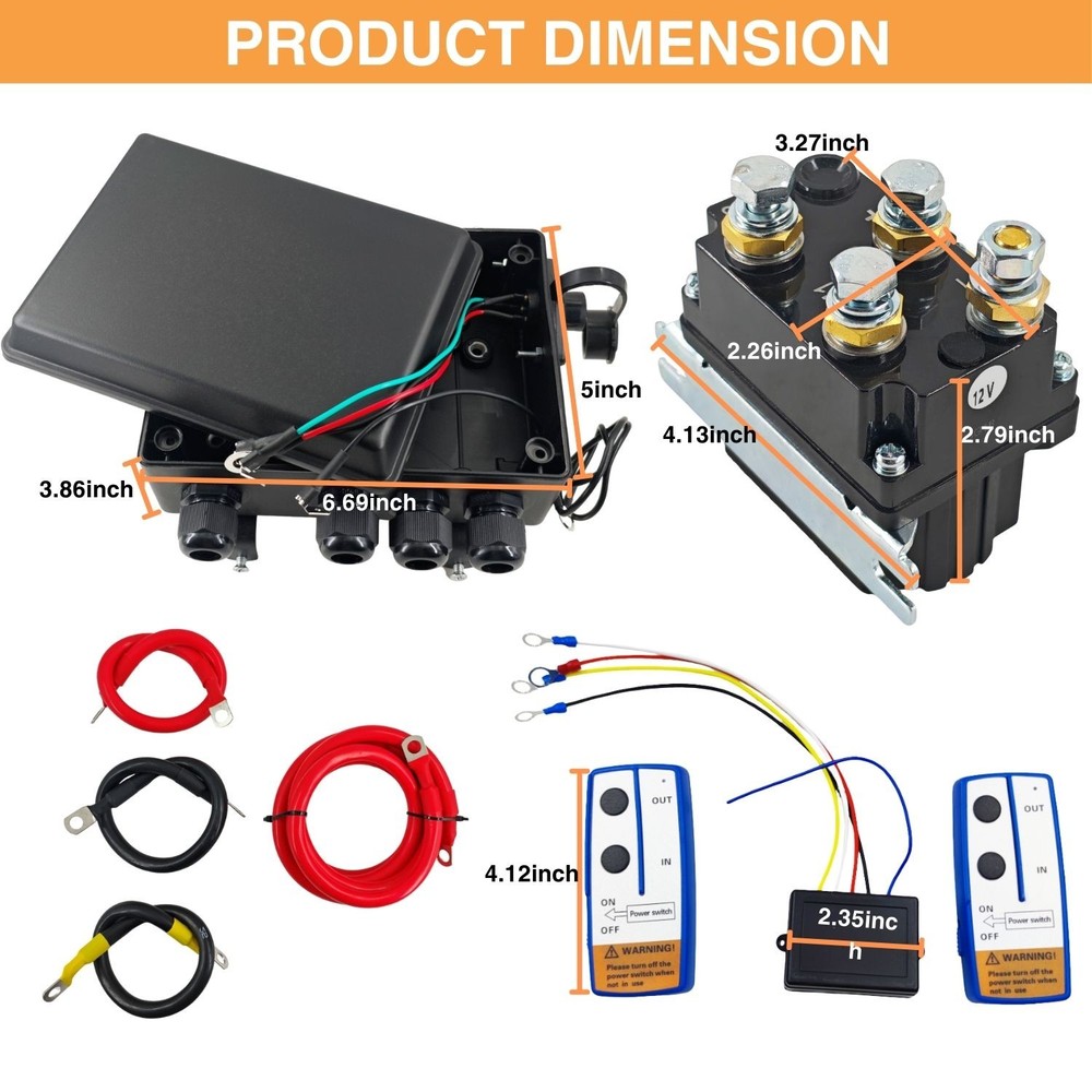 12V 500A Heavy-Duty Winch Solenoid Relay Control Box Wireless Remote Controller