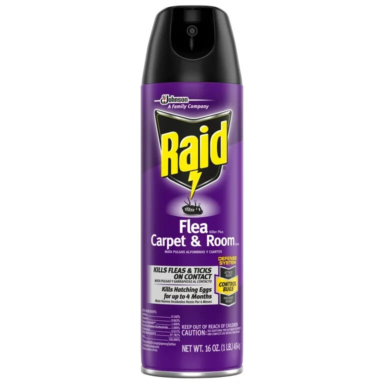 3 Cans Raid Flea Killer Plus Carpet & Room Spray Kills Fleas Bed Bugs Eggs 18oz