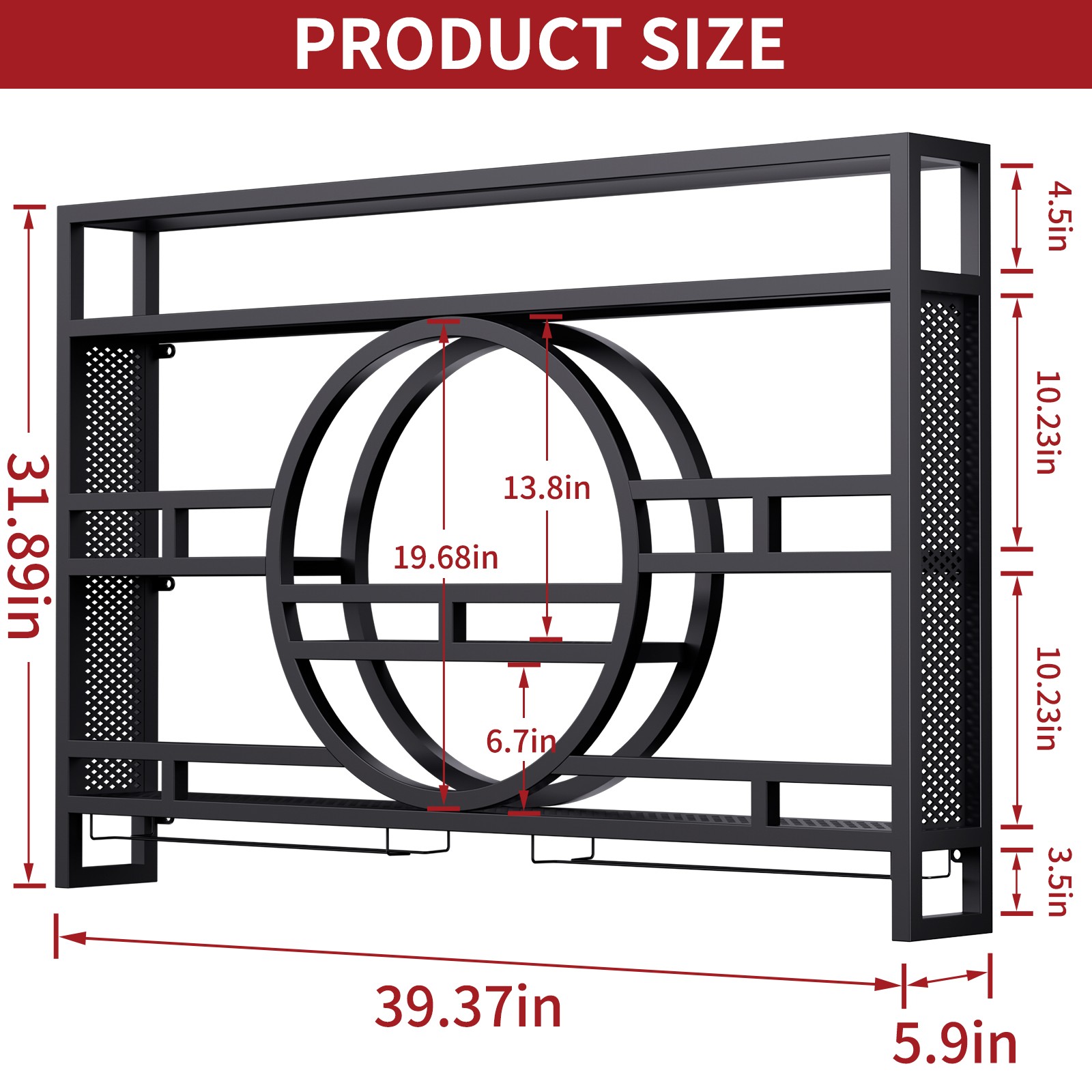 Wall Mounted LED Wine Rack Metal Floating Liquor Display Shelf w/ Glass Holder