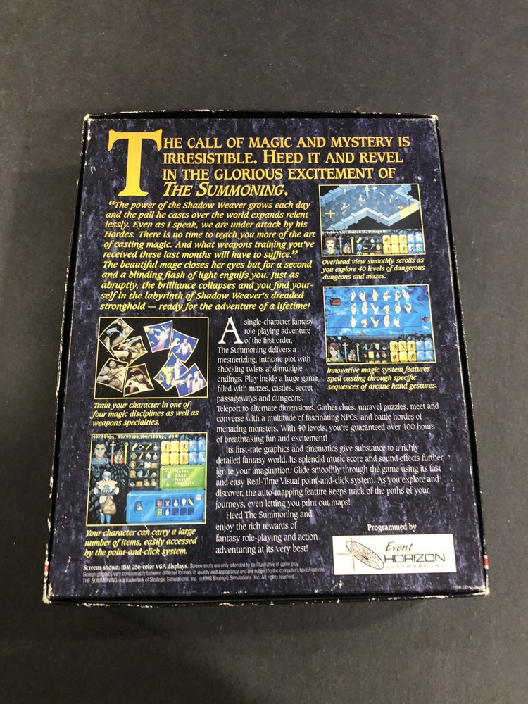 SSI The Summoning IBM Big Box PC 1992 box and inserts only