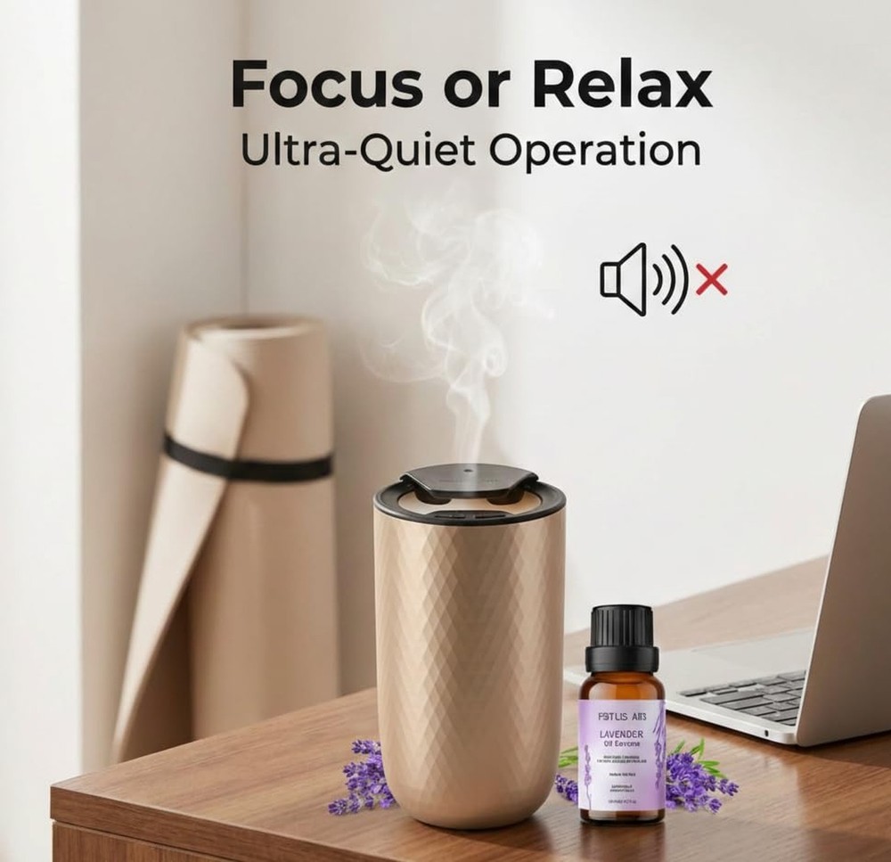 Waterless Essential Oil Diffuser – Portable Cordless Aromatherapy Diffuser
