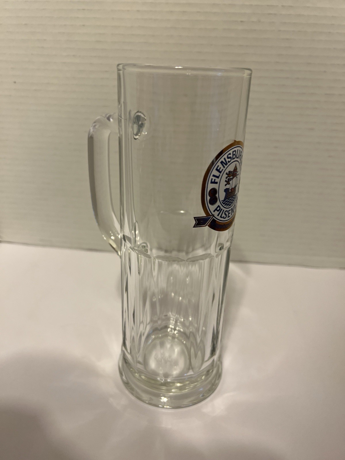Flensburger Pilsener Herbwurzig & Frisch 0.5 L Beer Mug 8" Tall-Slender-German
