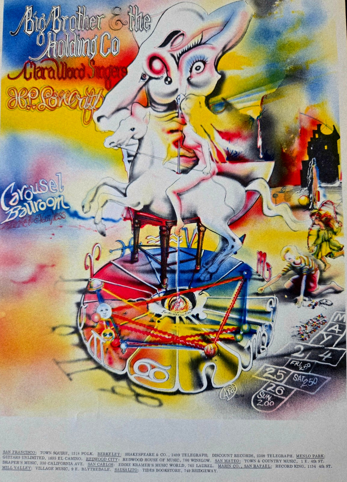 Janis Joplin Big Brother 1968 UNMARKED Carousel Ballroom AOR 2.164 HB Poster