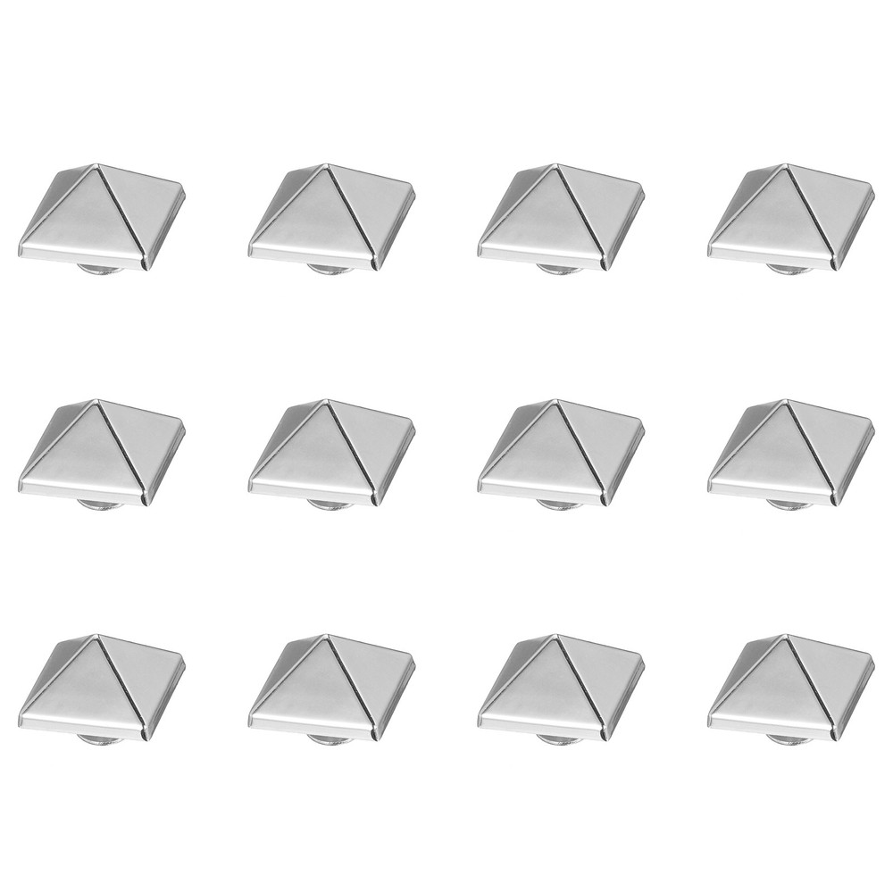12 Pcs Square Spike Studs Rivets 18mm Metal Leather Rivets, Silver