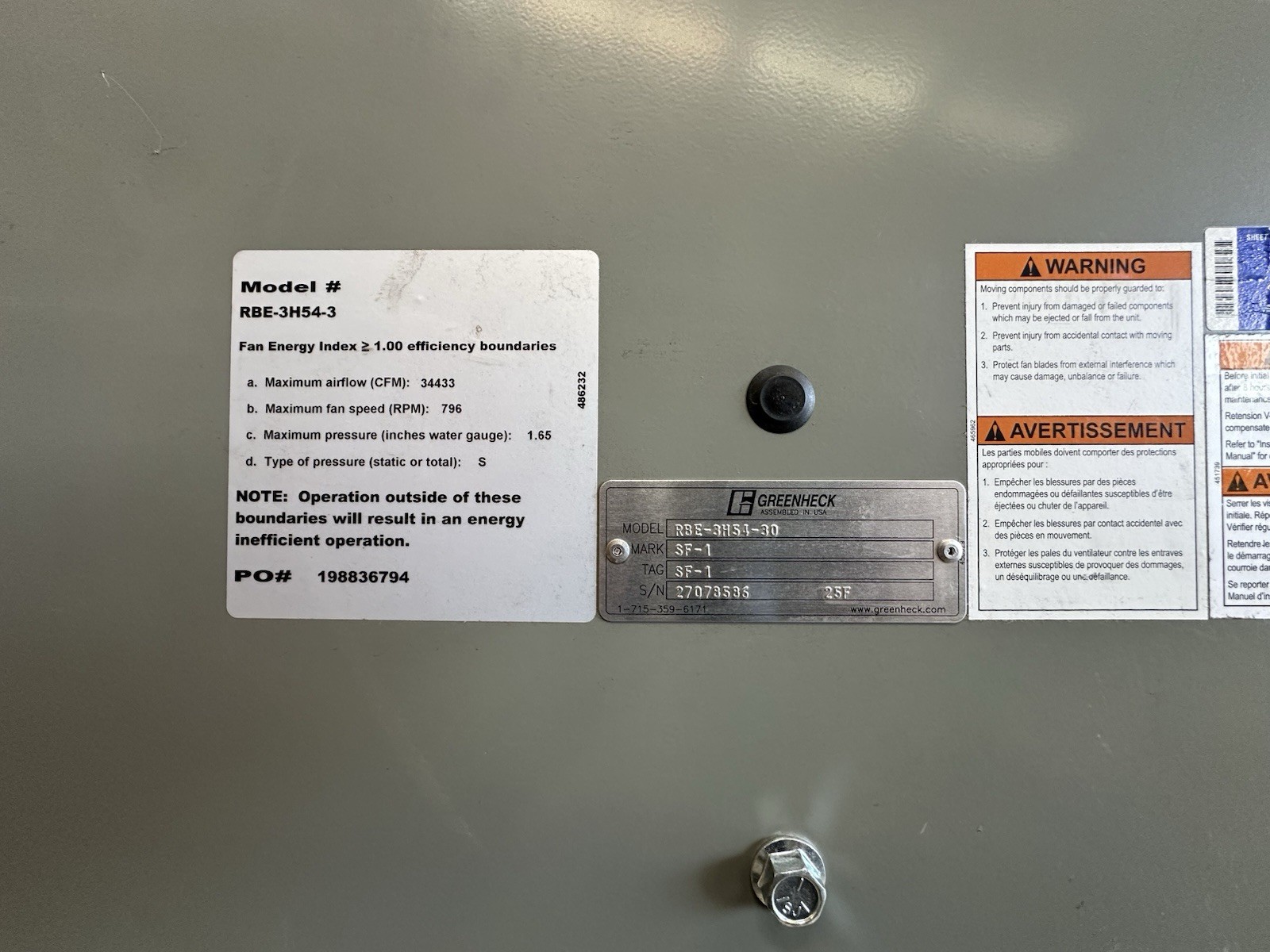 Greenheck RBE-3H54-30 Propeller Hooded Roof Belt Drive Upblast Fan w/ Damper