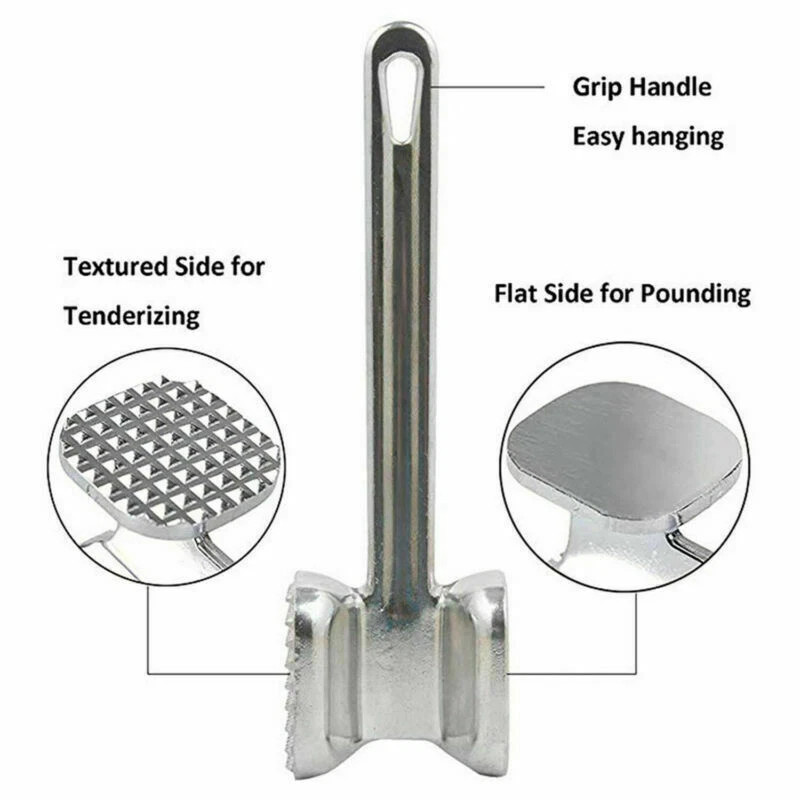7.68" Double Side Beef Steak Mallet Pounder Meat Tenderizer Hammer Kitchen Tool