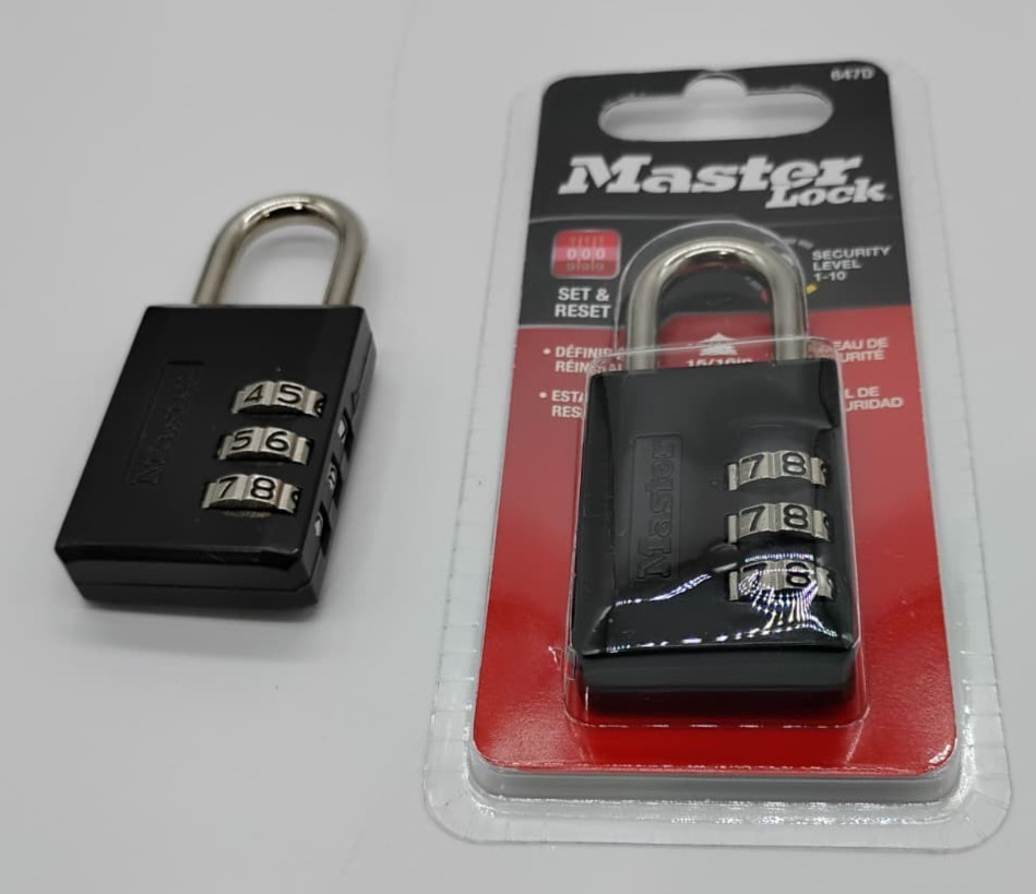 Master Lock 647EC2 Padlock 3-Digit Combination, Steel Shackle, Resettable 2Pcs
