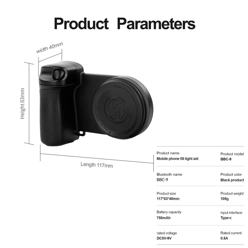 Smartphone Camera Shutter Grip Bluetooth Selfie Handle Photo Stabilizer Remote N