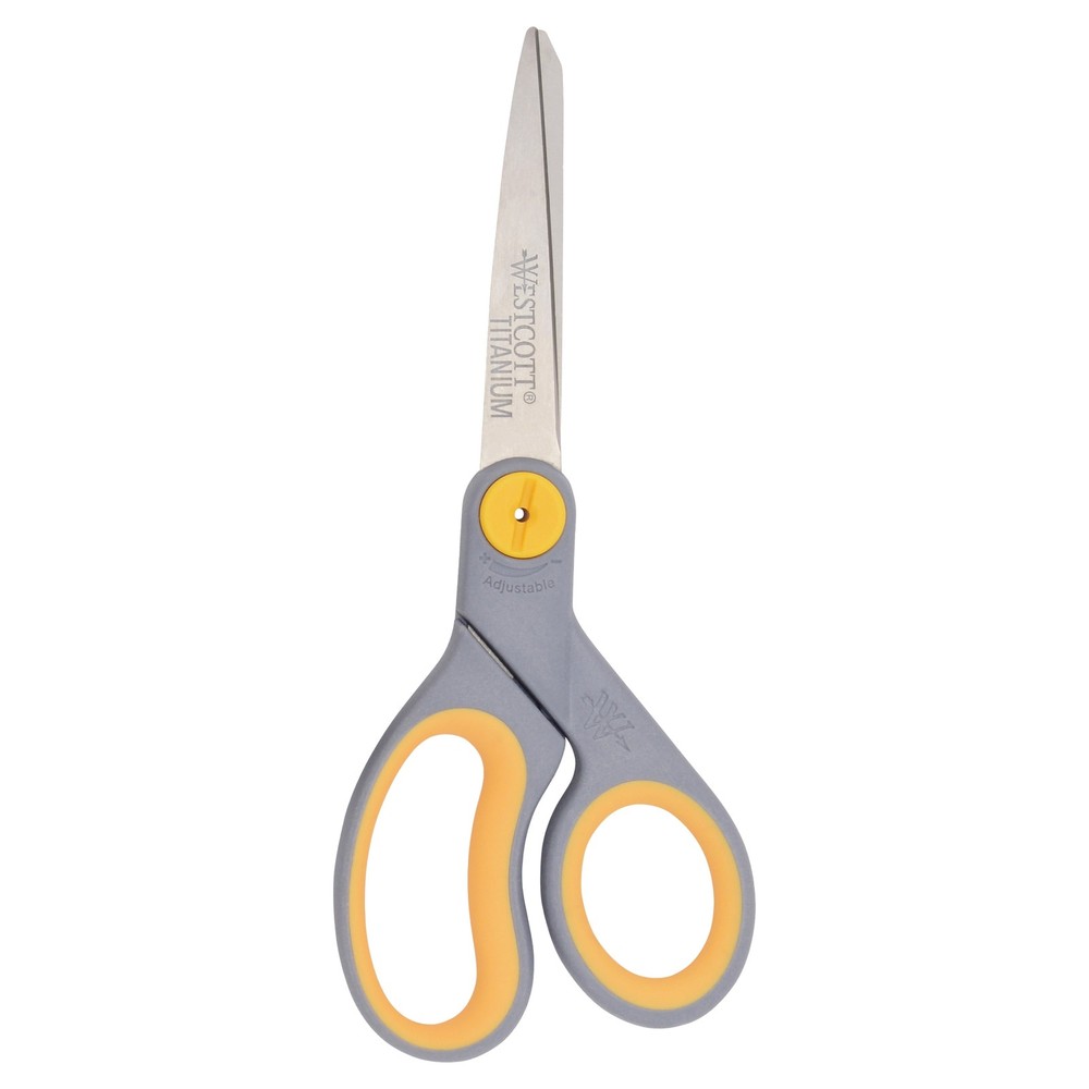 (2 pack Titanium Bonded Adjustable Glide Scissors 8" Grey & Yellow Office